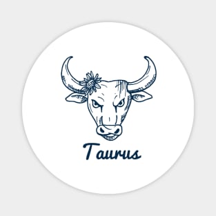 Taurus Zodiac Horoscope Bull Head with Flower Sign and Name Magnet